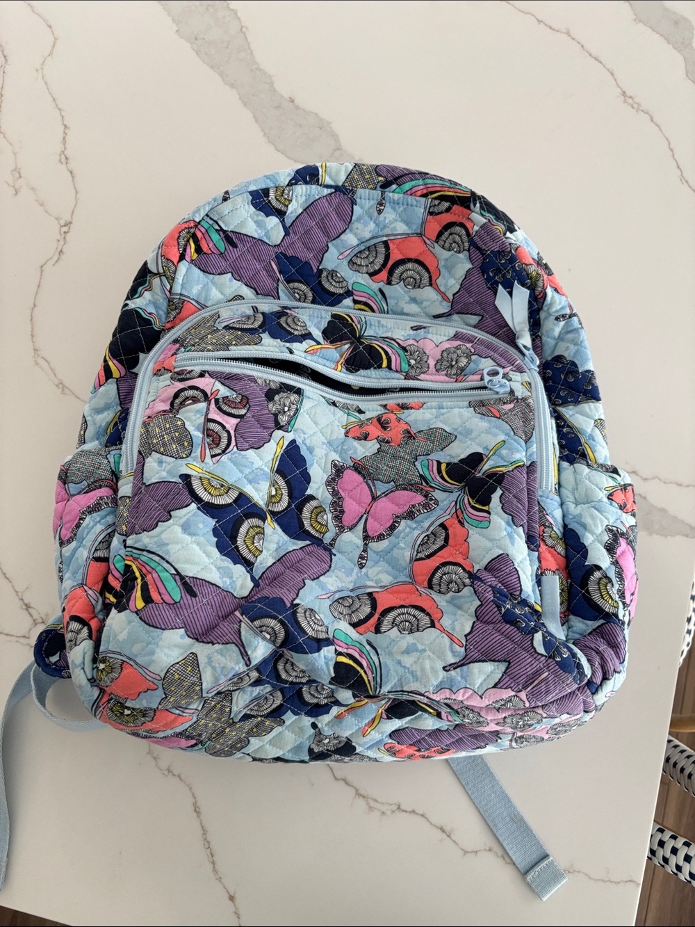 Vera Bradley quilted butterfly backpack with matching laptop - Light Blue & Pink